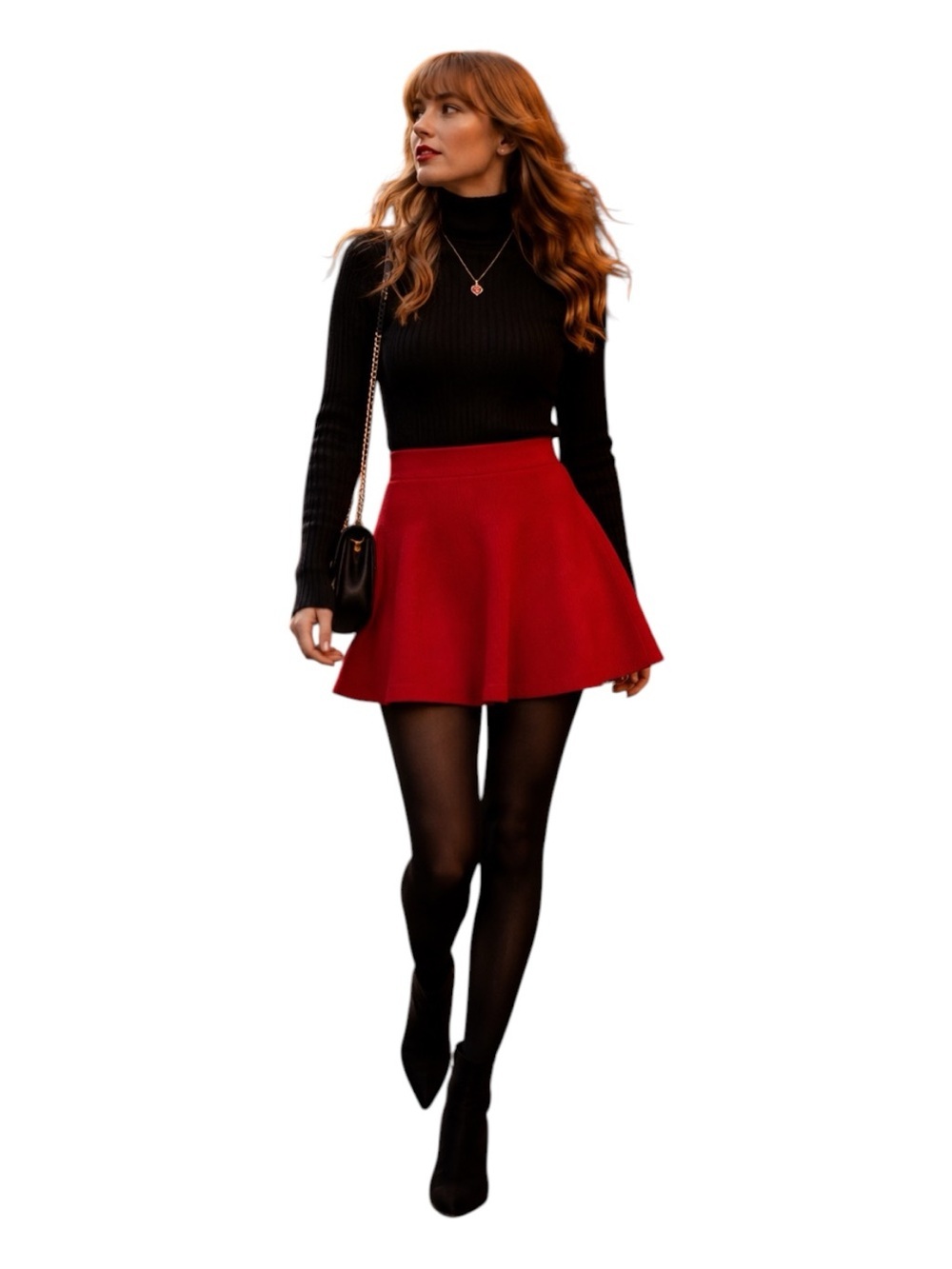 English Factory Red Knit Skater Skirt | Fit&Flare Sweater Mini | Preppy Holiday